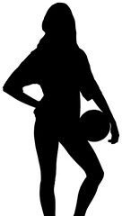 Digital png silhouette image of woman with ball on transparent background