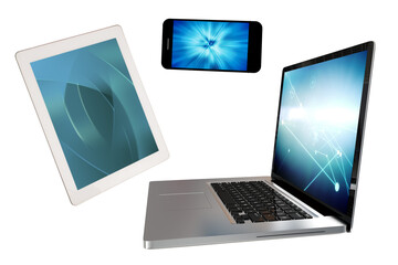 Digital png photo of technology devices on transparent background
