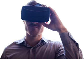 Digital png photo of smiling caucasian businessman on transparent background