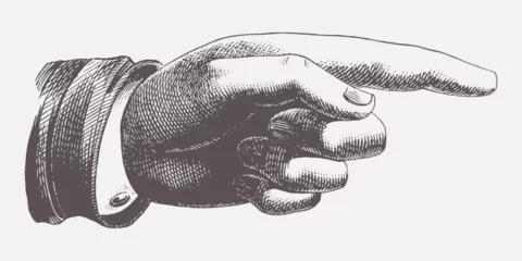 Fotobehang Detailed vintage engraving pointer hand. Symbols. Quaint graphic.  © Inkling Design