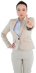 Digital png photo of angry asian businesswoman on transparent background