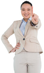 Digital png photo of smiling asian businesswoman on transparent background