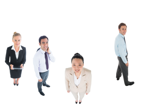 Digital png photo of diverse group of business colleagues on transparent background