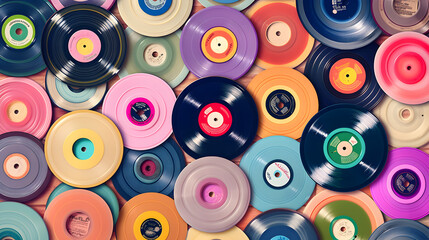 Colorful pastel vinyl disc music 