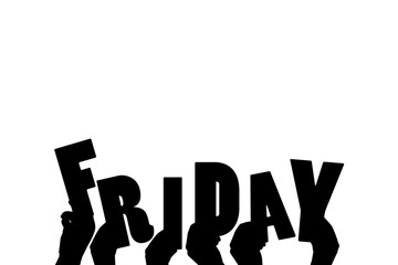 Digital png illustration of hands holding friday text on transparent background