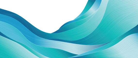 Japanese background with line wave pattern vector. Abstract template with geometric pattern. Mountain and ocean object in oriental style. 