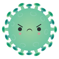 Digital png illustration of angry virus cell on transparent background