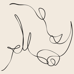 african rhinoceros line art illustration