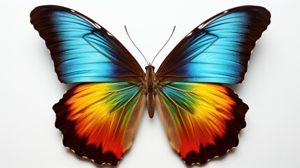 Vibrant 3D Butterfly: A Fusion of Hot Pink, Dark Purple, Royal Blue & Hunter Green on White