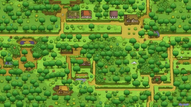 Dive into Nostalgia: Top-Down 100x100 Tile Game Map with Classic SNES Charm