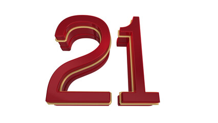 Creative red 3d number 21