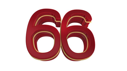 Creative red 3d number 66