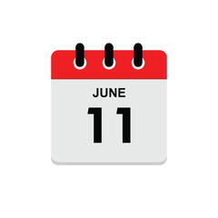 calender icon, 11 june icon with white background