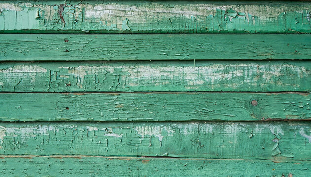 Wooden background. Old green painted wooden plank surface, aged weathered cracked boards. Grunge shabby texture, wallpaper, backdrop