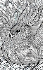 chicken-Black and white line art for coloring. generative AI.