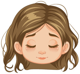 Girl Closing Eyes in Vector Illustration