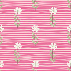 Cute stylized ditsy flower seamless pattern. Decorative naive botanical backdrop.