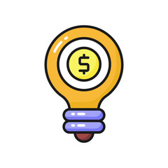 Dollar inside bulb depicting innovative idea, financial idea icon design