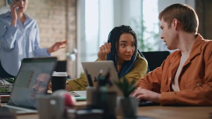 Diverse group business people working together at modern company office close up - Powered by Adobe