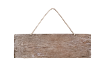 old wooden sign planks with rope textures isolated on white