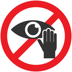 Vector illustration of do not touch eyes icon in dark color and transparent background(PNG).