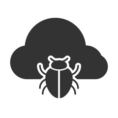Vector illustration of cloud virus icon in dark color and transparent background(PNG).