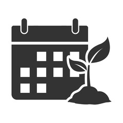 Vector illustration of planting schedule icon in dark color and transparent background(PNG).