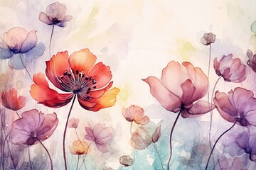 Floral watercolor art . Floral background, place for text.