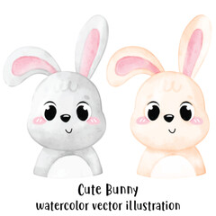 cute rabbits, bunny, animal, watercolor style. Vector. illustration