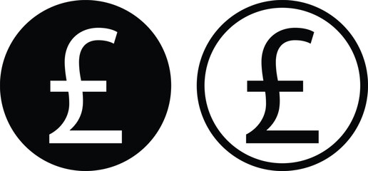 Pound sterling symbol . Pound sterling circle icon set vector in two styles . English pound icon  