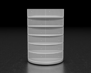 Super market product gondola end cap round shelf 3D Illustration © Mahnoor