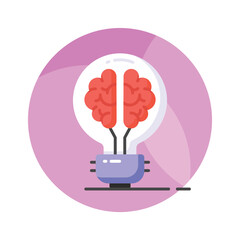 Brain inside lightbulb showing innovative thinking modern concept vector