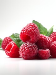 3d fruit raspberry white background