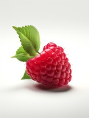 3d fruit raspberry white background