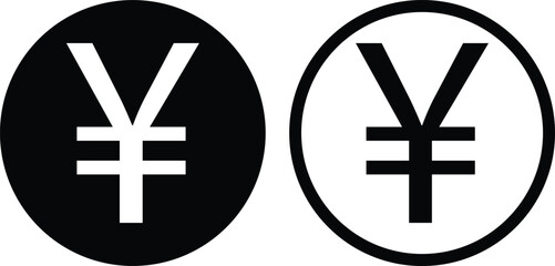 Japanese yen icon set vector isolated on white background