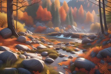 Fototapeten a magnificent autumnal landscape Generative AI © 서형선