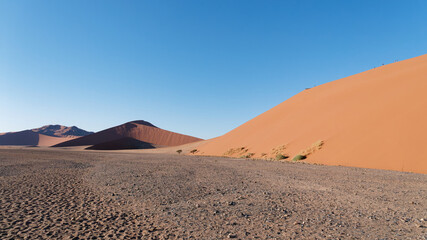 Fototapeta na wymiar Low-angle view of the Namib desert and sand dunes on the side, Naukluft National Park, Namibia
