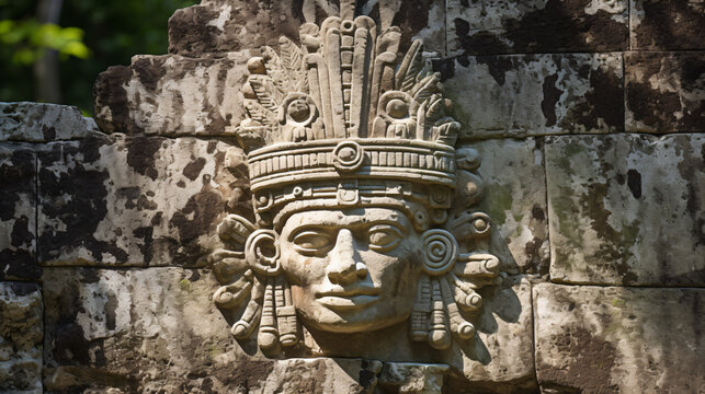 Bas-relief carving of a Mayan king