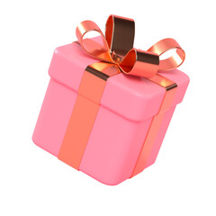 3d pink gold gift box