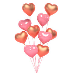 Bunch of 3d pink heart balloons