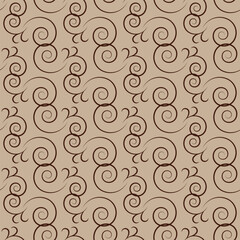 Abstract seamless pattern of chaotic brown spiral