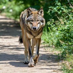 A magnificent, awe-inspiring wolf roams freely within the forest. (Generative AI)