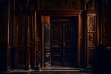 Fototapeta na wymiar Wooden door, Generated using AI