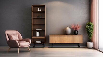 High quality wooden living room interior and sofa