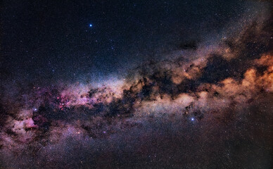 Wide angle photograph of Milky Way stars captured from a dark remote location.