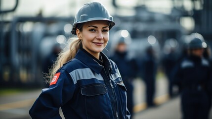 Obraz premium Female worker Pipes for the petrochemical,