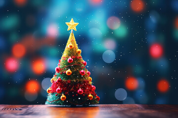 Obraz premium Decorated Christmas tree on blurred background