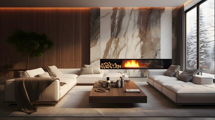Modern living room interior. Generative AI