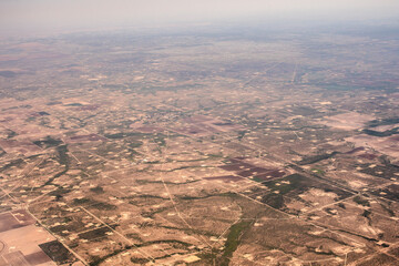 View from airplane of the Permian Basin, Texas