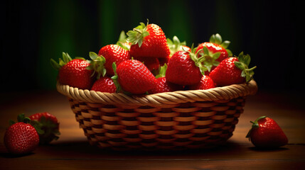 A basket of freshly picked strawberries, Background, Illustrations, HD